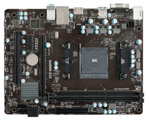Мат.плата MSI A68HM-E33 sFM2 AMD A68H microATX RET материнская плата форм-фактора microATXсокет FM2+чипсет AMD A68H2 слота  DDR3 DIMM, 1333-2133 МГцразъемы SATA: 6 Гбит/с - 4