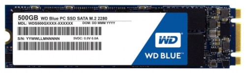 SSD диск WD SSD 500Gb M.2 2280 SATA синий S500G1B0B SSD диск для ноутбука и настольного компьютераобъем 1000 Гбформ-фактор 2280Разъем M.2Цвет: 