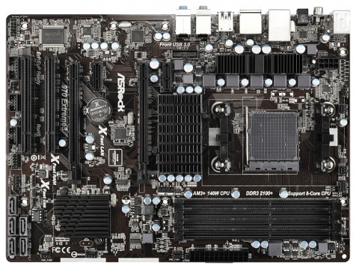 Мат.плата Asrock 970 Extreme3 sAM3 AMD 970 ATX материнская плата форм-фактора ATXсокет AM3+чипсет AMD 9704 слота  DDR3 DIMM, 800-2100 МГцподдержка CrossFire Xразъемы SATA: 6 Гбит/с - 5
