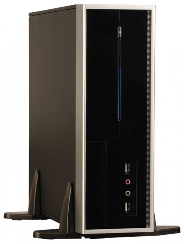Корпус Foxconn RS-338L mITX 250W, 2xUSB, Black/Light Silver   компьютерный корпус Slim-Desktop блок питания 250 Вт для плат форм-фактора Mini-ITX разъемы спереди: USB x2, наушники, микрофон материал: сталь габариты: 282x95x280 мм  