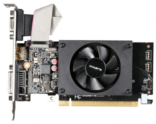 Видеокарта Giga-byte NVIDIA GeForce GT 710 2Gb 954 МГц PCI-E 2.0 RET GV-N710D3-2GL видеокарта NVIDIA GeForce GT 7101024 Мб видеопамяти GDDR3частота ядра/памяти: 954/1800 МГцразъемы DVI, HDMI, VGAподдержка DirectX 12, OpenGL 4.5