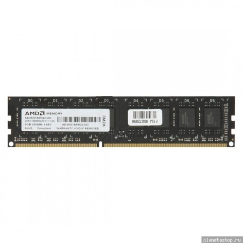Память для компьютера AMD DDR3 DIMM 8Gb PC14900 1866 МГц R738G1869U2S/-US Память DDR3 8Gb 1866MHz AMD R738G1869U2S/-US RTL PC3-14900 CL10 DIMM 240-pin 1.5В