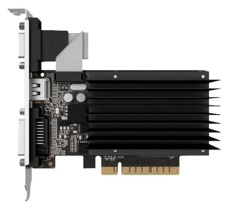 Видеокарта Palit NVIDIA GeForce GT 730 2Gb 902 МГц PCI-E 2.0 Bulk NEAT7300HD46-2080H видеокарта NVIDIA GeForce GT 7302048 Мб видеопамяти GDDR3частота ядра/памяти: 902/1804 МГцразъемы DVI, HDMI, VGAподдержка DirectX 12, OpenGL 4.4пассивное охлаждениеработа с 3 мониторами