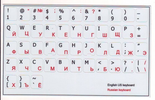 Наклейки на клавиатуру Рус/лат белый -