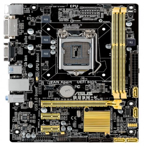 Мат.плата Asus B85M-K s1150 Intel B85 microATX RET материнская плата форм-фактора microATXсокет LGA1150чипсет Intel B852 слота  DDR3 DIMM, 1066-1600 МГцразъемы SATA: 3 Гбит/с - 2; 6 Гбит/с - 4