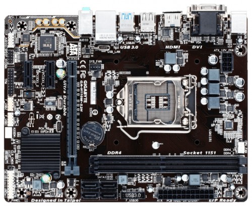 Мат.плата Giga-byte GA-H110M-S2H s1151 Intel H110 microATX RET материнская плата форм-фактора microATXсокет LGA1151чипсет Intel H1102 слота  DDR4 DIMM2133 МГцразъемы SATA: 6 Гбит/с - 4