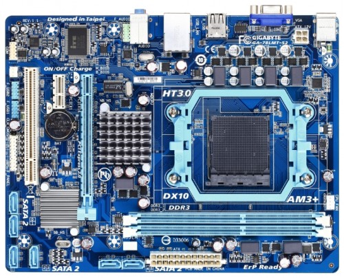 Мат.плата Giga-byte GA-78LMT-S2 sAM3 AMD 760G microATX RET материнская плата с сокетом AM3+форм-фактор microATXчипсет AMD 760Gдо 2 планок памяти DDR3 DIMM частотой 1066 - 1333 МГцвстроенный видеоадаптер на основе ATI Radeon HD3000поддержка Hybrid CrossFireXслоты расширения: 1xPCI-E x16, 1xPCI-E x1, 1xPCI