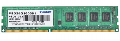 Память для компьютера Patriot DDR3 DIMM 4Gb PC12800 1600 МГц PSD34G160081 