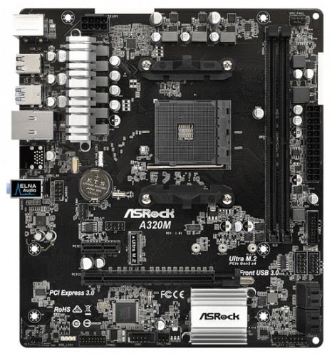 Мат.плата Asrock A320M sAM4 AMD A320 microATX RET материнская плата форм-фактора microATXсокет LGA1151чипсет Intel B2502 слота  DDR4 DIMM, 2133-2400 МГцподдержка CrossFire X