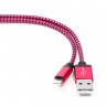 Кабель интерфейсный Cablexpert USB2 AM - Lightning M 1m нейлон оплетка фиолетовый CC-APUSB2PE1M - 