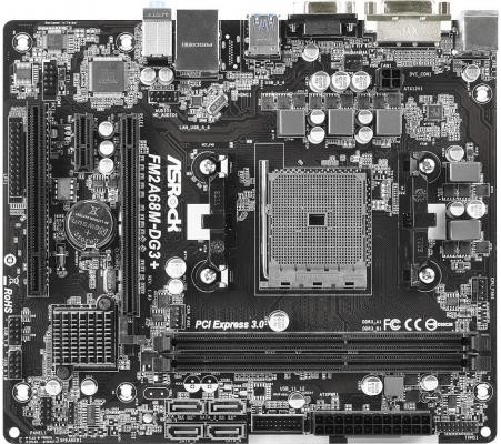 Мат.плата Asrock FM2A68M-DG3+ sFM2 AMD A68H microATX RET 