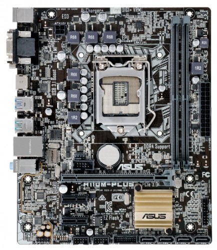 Мат.плата Asus H110M-PLUS s1151 Intel H110 microATX RET материнская плата форм-фактора microATXсокет LGA1151чипсет Intel B2502 слота  DDR4 DIMM, 2133-2400 МГцразъемы SATA: 6 Гбит/с - 6