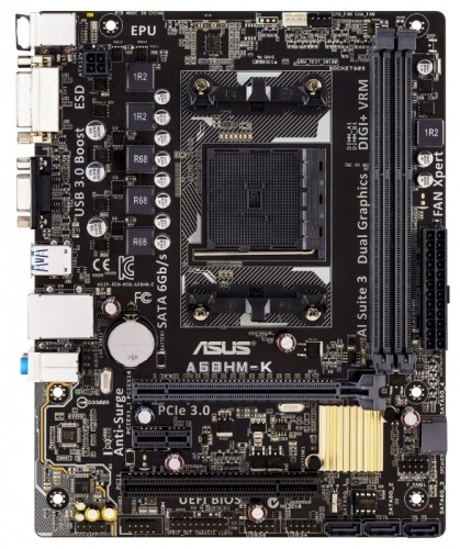 Мат.плата Asus A68HM-K sFM2 AMD A68H microATX RET материнская плата форм-фактора microATXсокет FM2+чипсет AMD A68H2 слота  DDR3 DIMM, 1333-2400 МГцразъемы SATA: 6 Гбит/с - 4