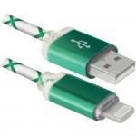 Кабель интерфейсный Defender USB2 AM - Lightning M 1m зеленый 87553