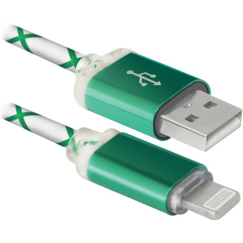 Кабель интерфейсный Defender USB2 AM - Lightning M 1m зеленый 87553 