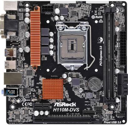 Мат.плата Asrock H110M-DVS R3.0 s1151 Intel H110 microATX RET 