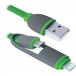 Кабель интерфейсный Defender USB2 AM - Lightning M,USB2 microM 1m зеленый 87489