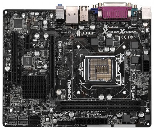 Мат.плата Asrock B85M-GL s1150 Intel B85 microATX RET материнская плата форм-фактора microATXсокет LGA1150чипсет Intel B852 слота  DDR3 DIMM, 1066-1600 МГцразъемы SATA: 3 Гбит/с - 2; 6 Гбит/с - 4
