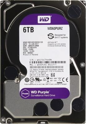 Жесткий диск WD HDD 6Tb 3.5&quot; SATA фиолетовый IntelliPowerRpm 64mb 60PURZ 