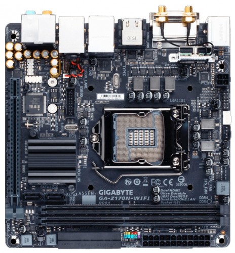 Мат.плата Giga-byte GA-Z170N-WIFI s1151 Intel Z170 mini-ITX RET материнская плата форм-фактора mini-ITXсокет LGA1151чипсет Intel Z1702 слота  DDR4 DIMM, 2133-3400 МГцразъемы SATA: 6 Гбит/с - 2