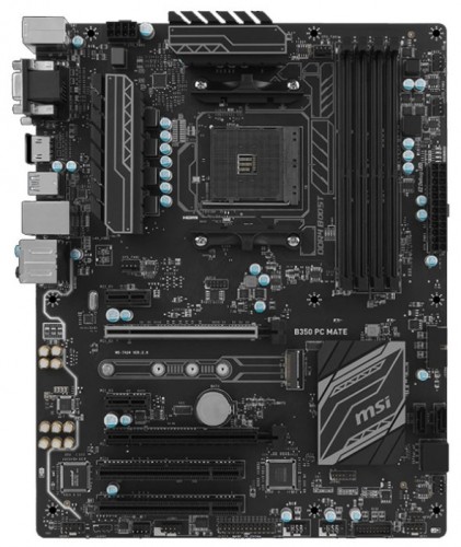 Мат.плата MSI B350 PC MATE sAM4 Intel B350 ATX RET материнская плата форм-фактора ATXсокет AM4чипсет AMD B3504‚слота  DDR4 DIMM, 1866-3200 МГцподдержка CrossFire Xразъемы SATA: 6‹Гбит/с - 4