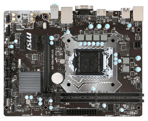 Мат.плата MSI H110M PRO-VH s1151 Intel H110 microATX RET материнская плата форм-фактора microATXсокет LGA1151чипсет Intel H1102 слота  DDR4 DIMM2133 МГцразъемы SATA: 6 Гбит/с - 4