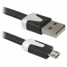 Кабель интерфейсный Defender USB2 AM - microM 1m черный плоский [USB08-03P] - 