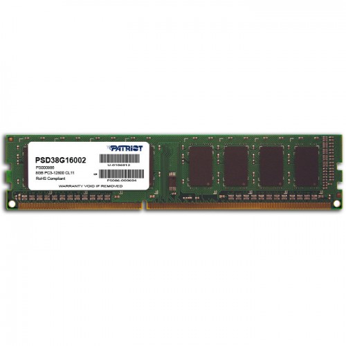 Память для компьютера Patriot DDR3 DIMM 8Gb PC12800 1600 МГц PSD38G16002 