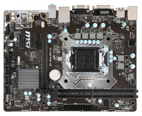 Мат.плата MSI H110M PRO-VD s1151 Intel H110 microATX RET материнская плата форм-фактора microATXсокет LGA1151чипсет Intel H1102 слота  DDR4 DIMM2133 МГцразъемы SATA: 6 Гбит/с - 4