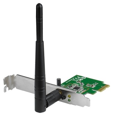 Сетевая карта 54/150 PCI-E - Asus PCE-N10        Wi-Fi-адаптер стандарт Wi-Fi: 802.11n макс. скорость беспроводного соединения: 150 Мбит/с подключение через PCI-E защита информации: WEP, WPA, WPA2      