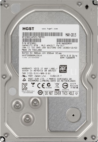 Жесткий диск Hitachi HDD 6Tb 3.5&quot; SATA 7200rpm 128mb HUS726060ALE614 6Тб,  HDD,  SATA III,  3.5"