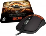 Мышь лазерная SteelSeries Sensei Raw World Of Tanks +коврик проводная USB серый;черный 62162 + 67272