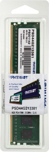Память для компьютера Patriot DDR4 DIMM 4Gb PC17000 2133 МГц PSD44G213381 