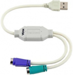 USB-адаптер интерфейсный Vcom USB2 AM - PS/2 2xF 0.34m серый RET VUS7057