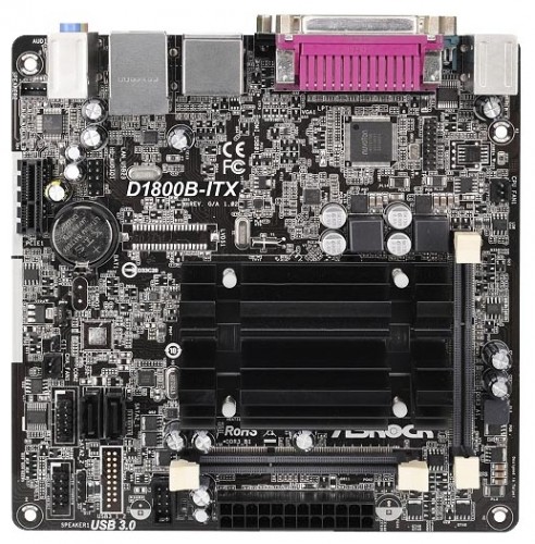 Мат.плата Asrock D1800B-ITX sAM1 mini-ITX RET материнская плата форм-фактора mini-ITXчипсет Intel Celeron J1800установлен процессор Intel Celeron J18002 слота  DDR3 SO-DIMM, 1066-1333 МГцвстроенный видеоадаптерразъемы SATA: 3 Гбит/с - 2