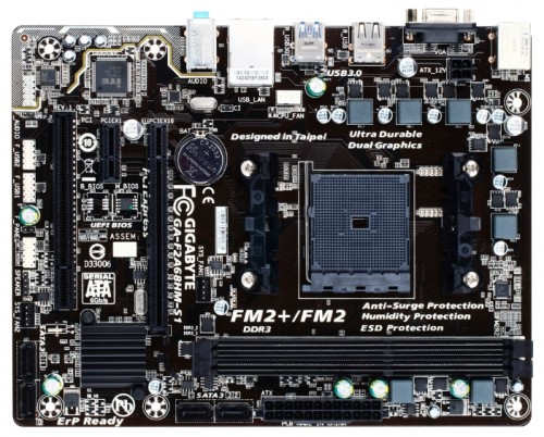 Мат.плата Giga-byte GA-F2A68HM-S1 sFM2 AMD A68H microATX RET материнская плата форм-фактора microATXсокет FM2+чипсет AMD A68H2 слота  DDR3 DIMM, 1333-2400 МГцразъемы SATA: 6 Гбит/с - 4