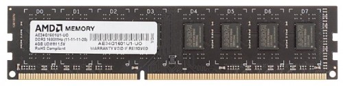 Модуль памяти DDR3-1600 4GB (PC12800) AMD 1 модуль памяти DDR3объем модуля 4 Гбформ-фактор DIMM, 240-контактныйчастота 1600 МГцCAS Latency (CL): 11